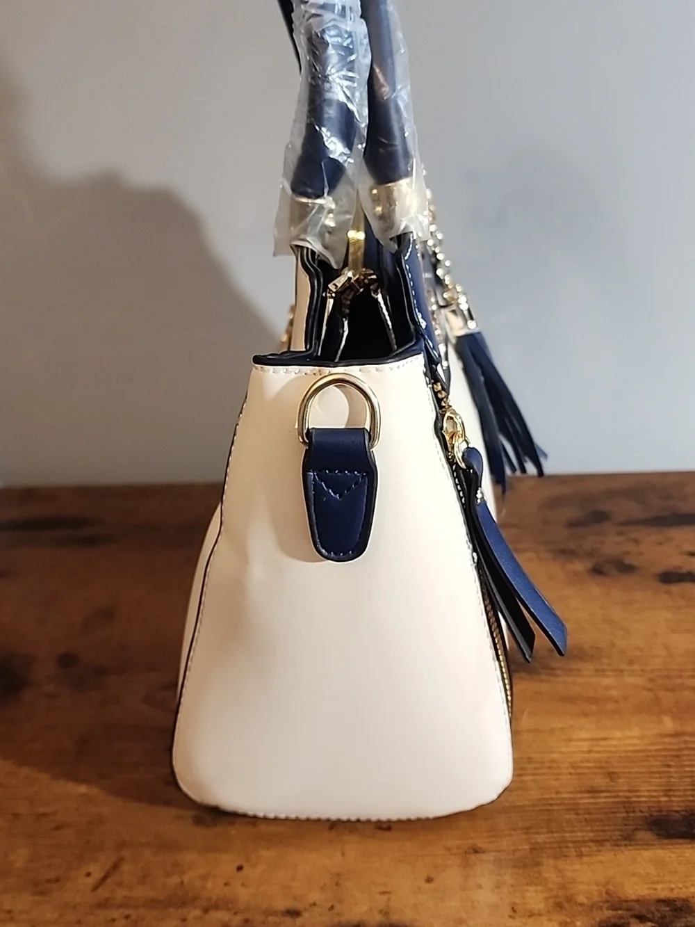 Blue 3pcs Set Women's Handbag With Elegant Geometric Print,Faux Leather material